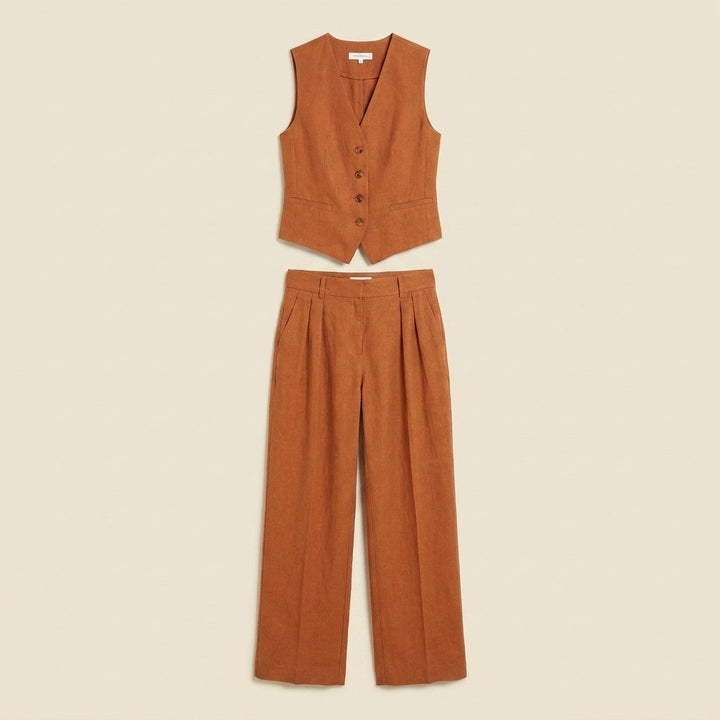 Maverick | Trouser Set Linen Matching Top and Trousers, Tailored Wide Leg Design