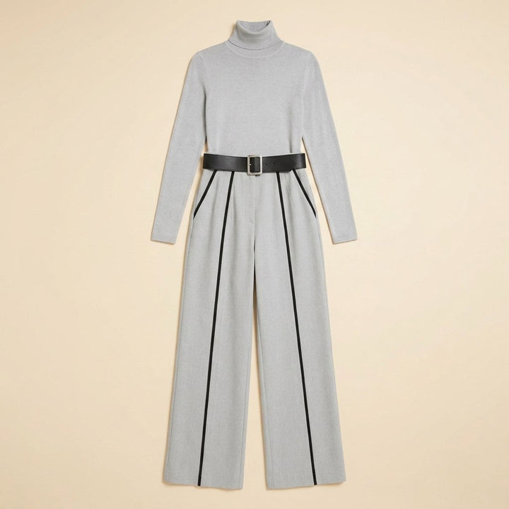 Mila | Black Jumpsuit Tailored, Elegant Knit with Waist-Cinching Belt