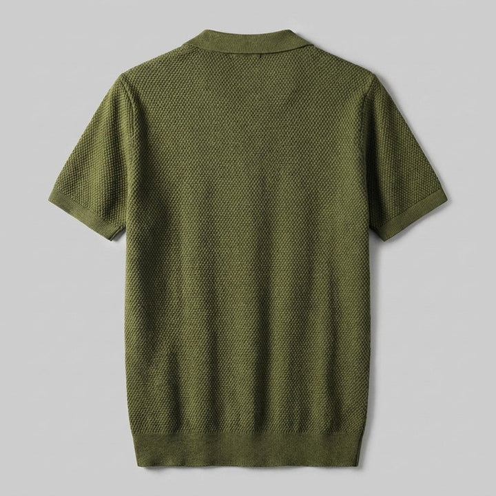 Milo | Mens Polo Shirt Textured Knit, Buttonless V-Neck