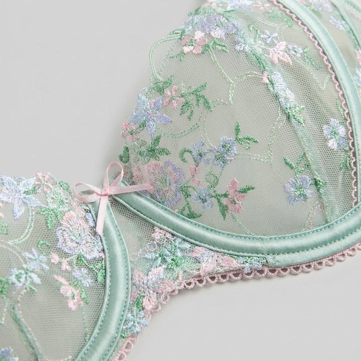 Mira Balcony Bra | Underwired, Floral Embroidery, Satin