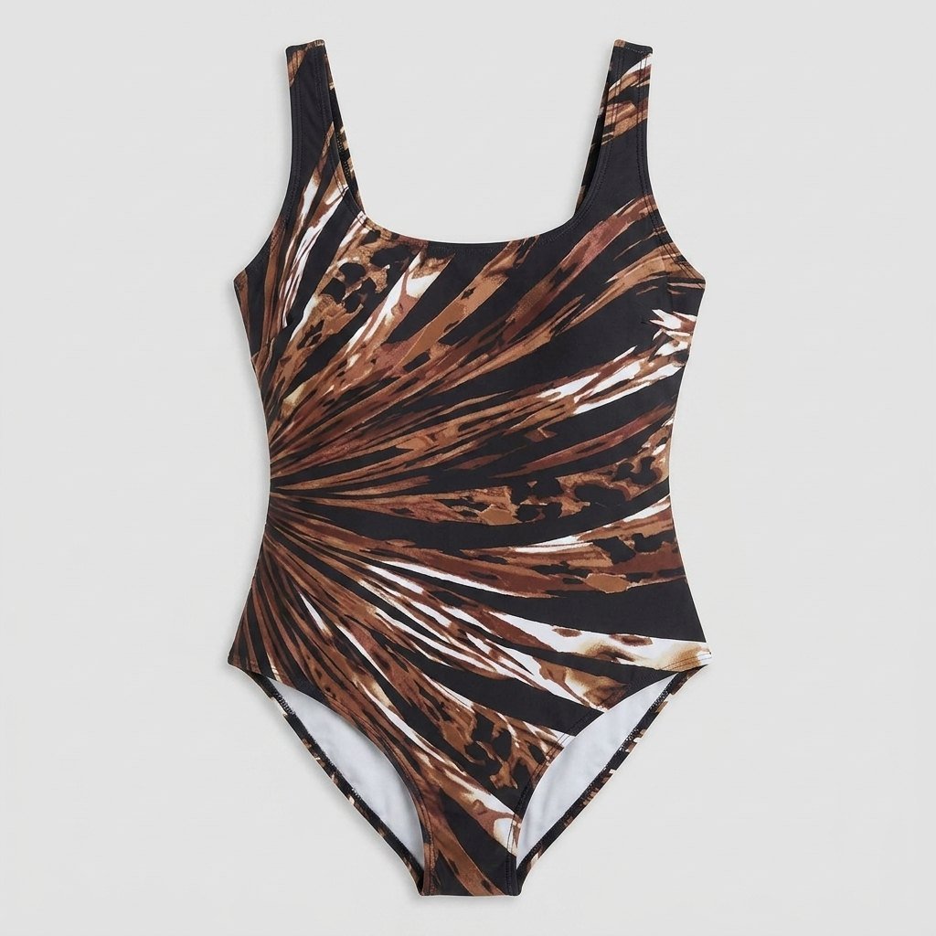 Mira striped beach cover up swimsuit brown