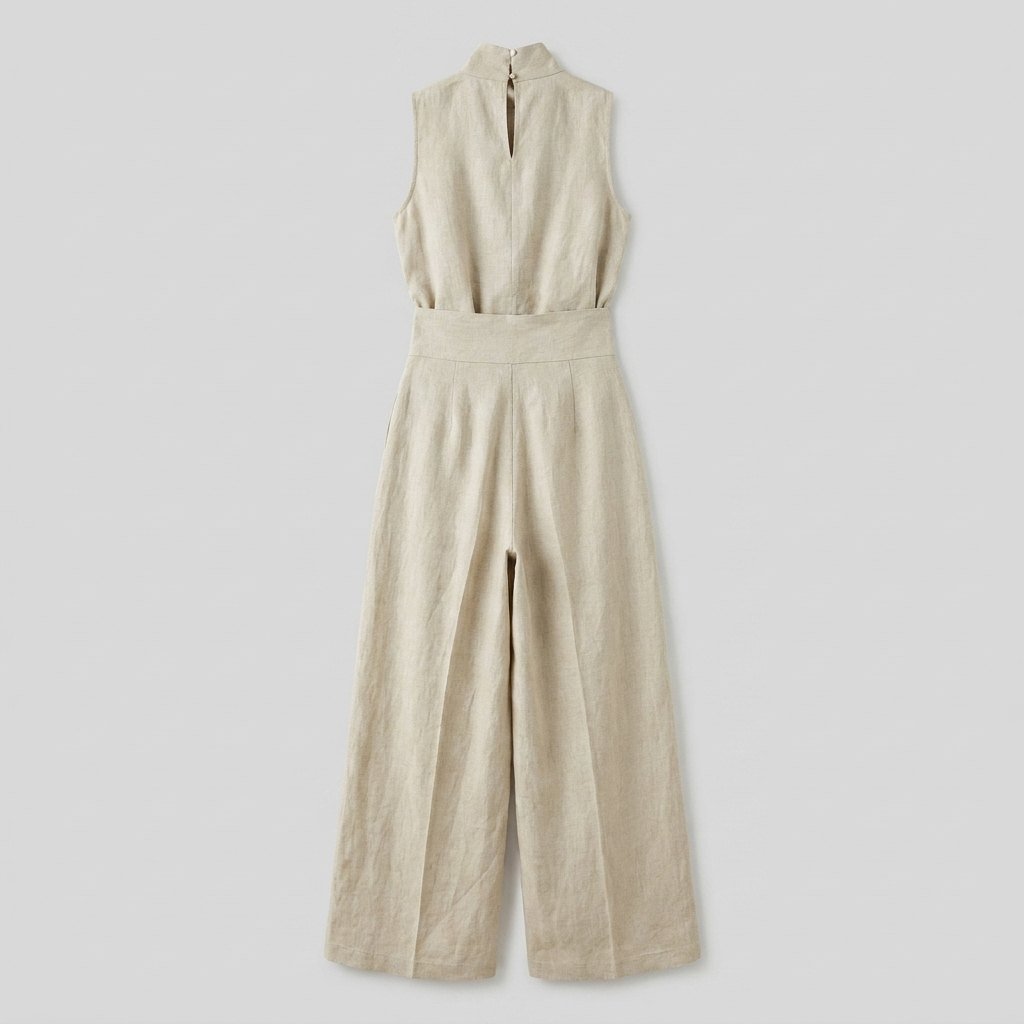 Mira | Blouse and Pants Set Cotton-Linen Blend, Sleeveless, Wide-Leg