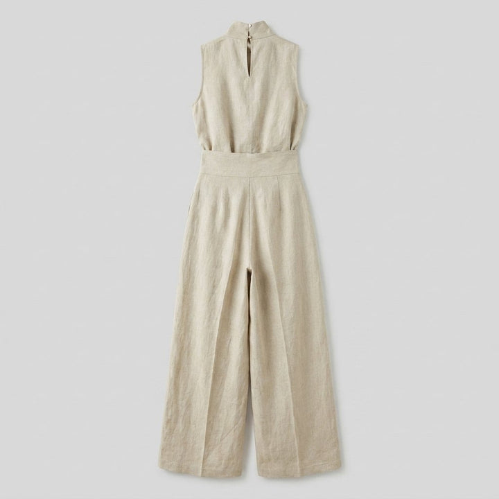 Mira | Blouse and Pants Set Cotton-Linen Blend, Sleeveless, Wide-Leg