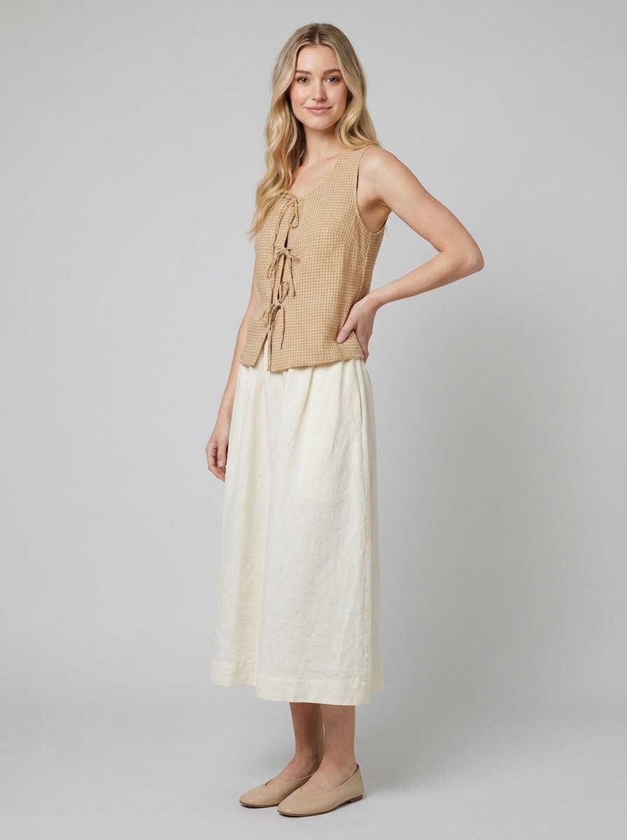 Mira Women's Blouse | Linen, Tailored Fit, Bow Tie Detail