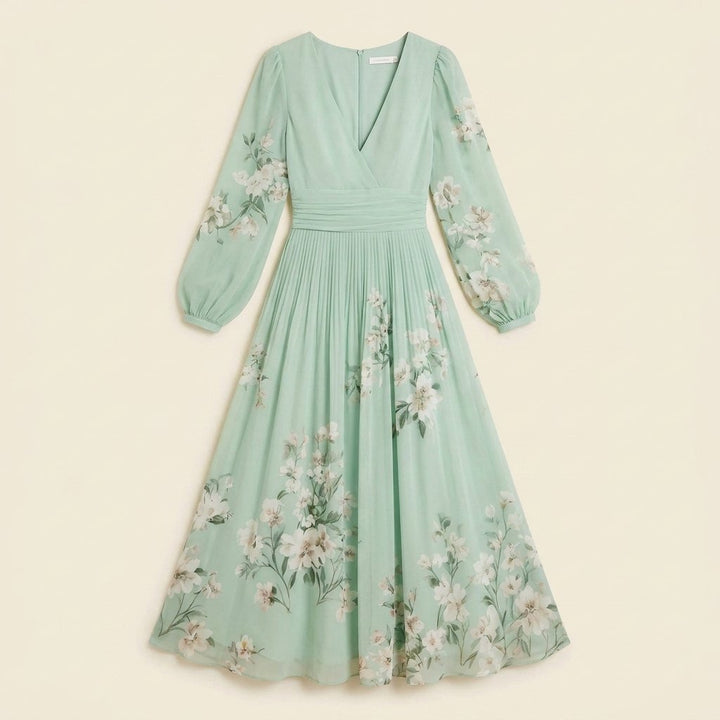 Mira | Floral Midi Dress Lightweight, Pleated Skirt for Women