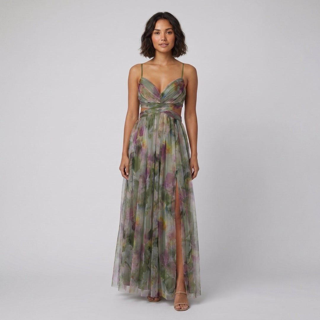 Mira floral summer dress green