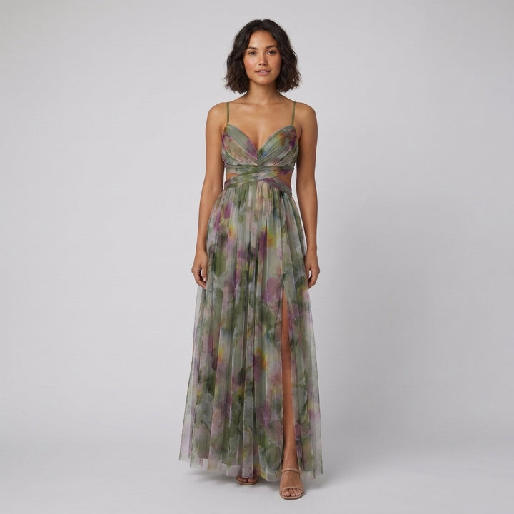 Mira floral summer dress green