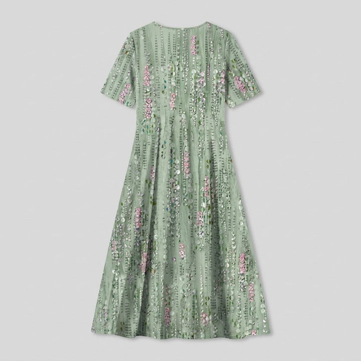 Mira | Floral Dress Lightweight Midi, V-Neck with Pockets