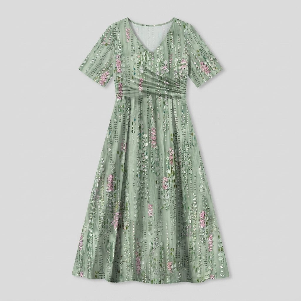 Mira | Floral Dress Lightweight Midi, V-Neck with Pockets