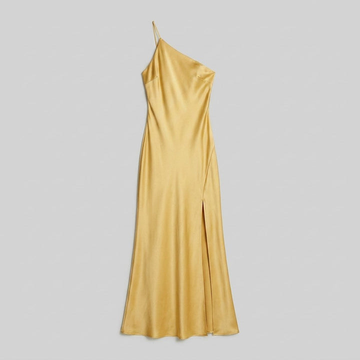 Mira | Long Dress Satin Open Back with Slit, Perfect for Wedding Guest and Formal Occasions