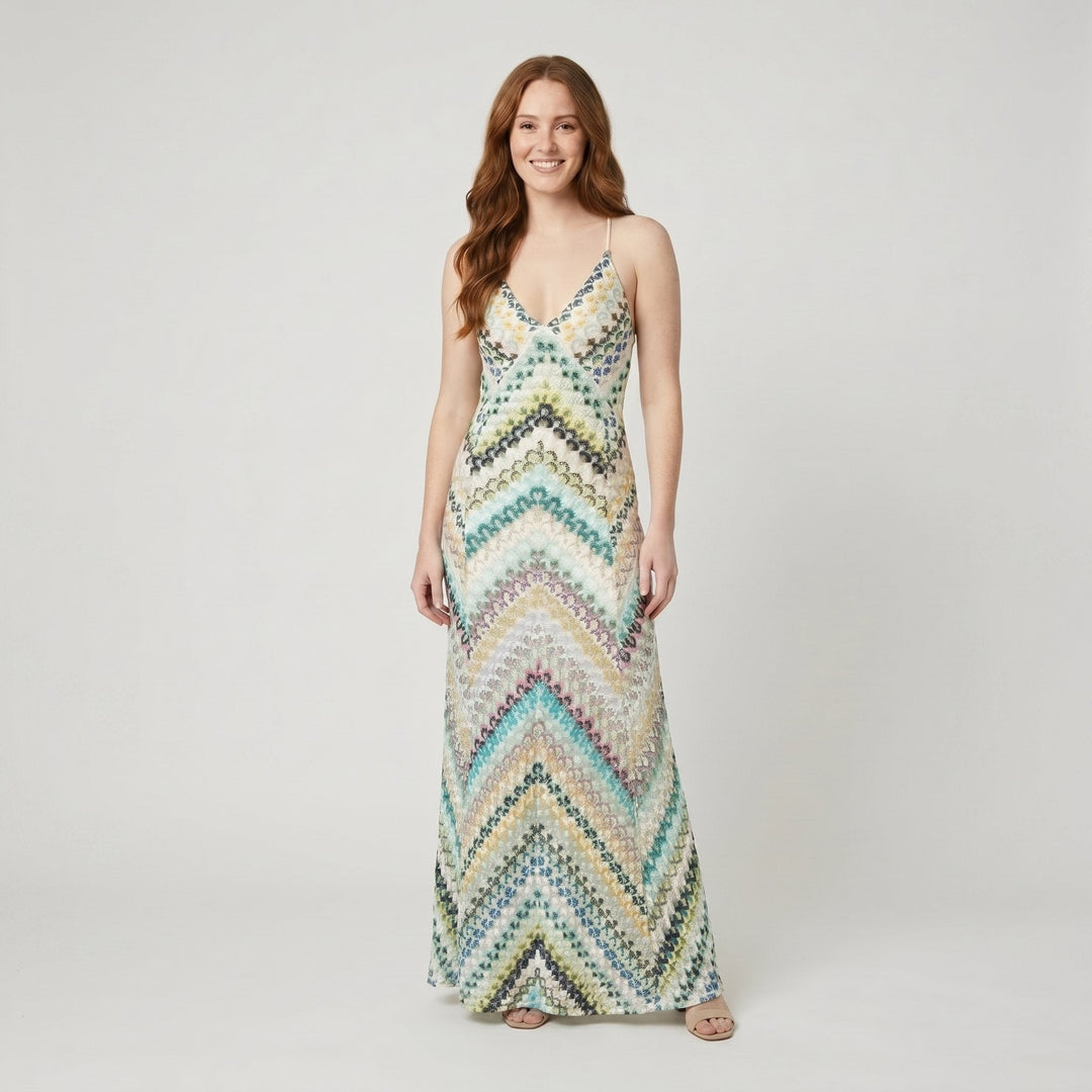 Mira maxi dress herringbone knit green