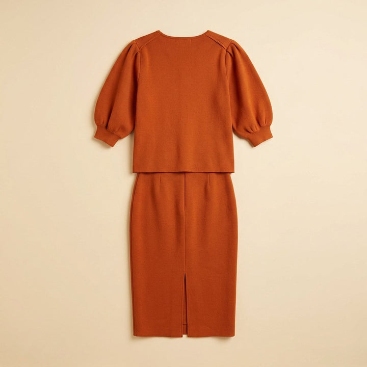 Mira | Women's Set Structured Midi Top with Puffed Sleeves