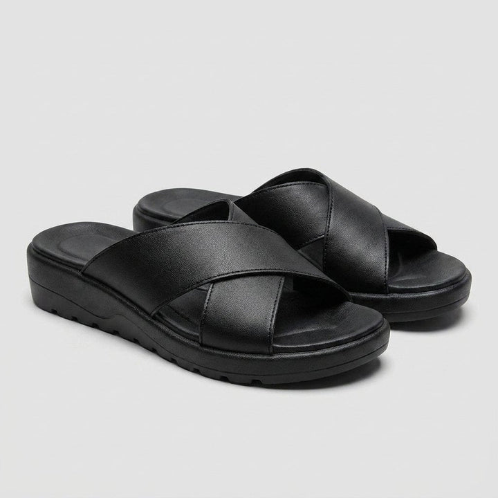 Nicolette orthopedic criss-cross sandals black