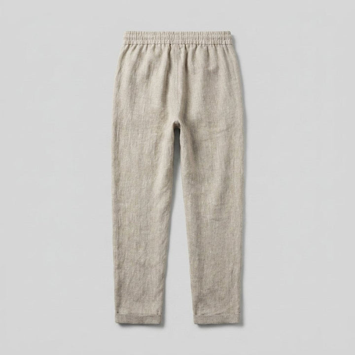 Palo | Linen Pants Men, Medium Weight, Tapered Fit, Elastic Drawstring