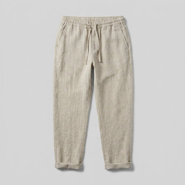 Palo | Linen Pants Men, Medium Weight, Tapered Fit, Elastic Drawstring