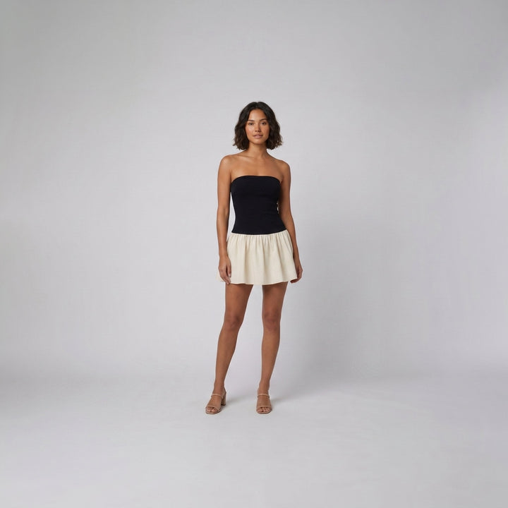 Pave backless dress black cream