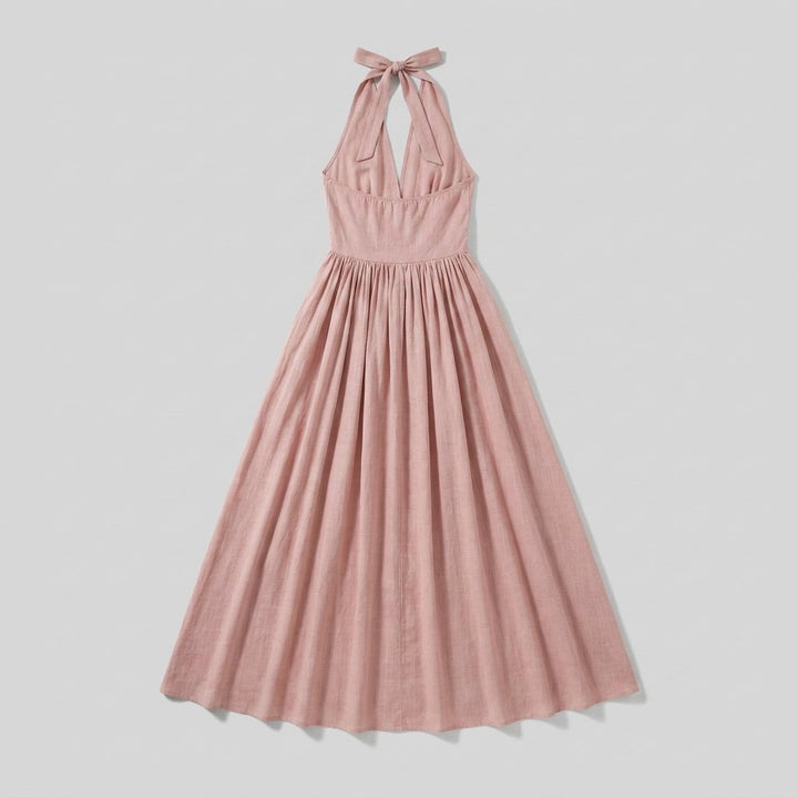 Phaedra | Maxi Dress Boho Cotton-Linen Halter Long Dress for Women