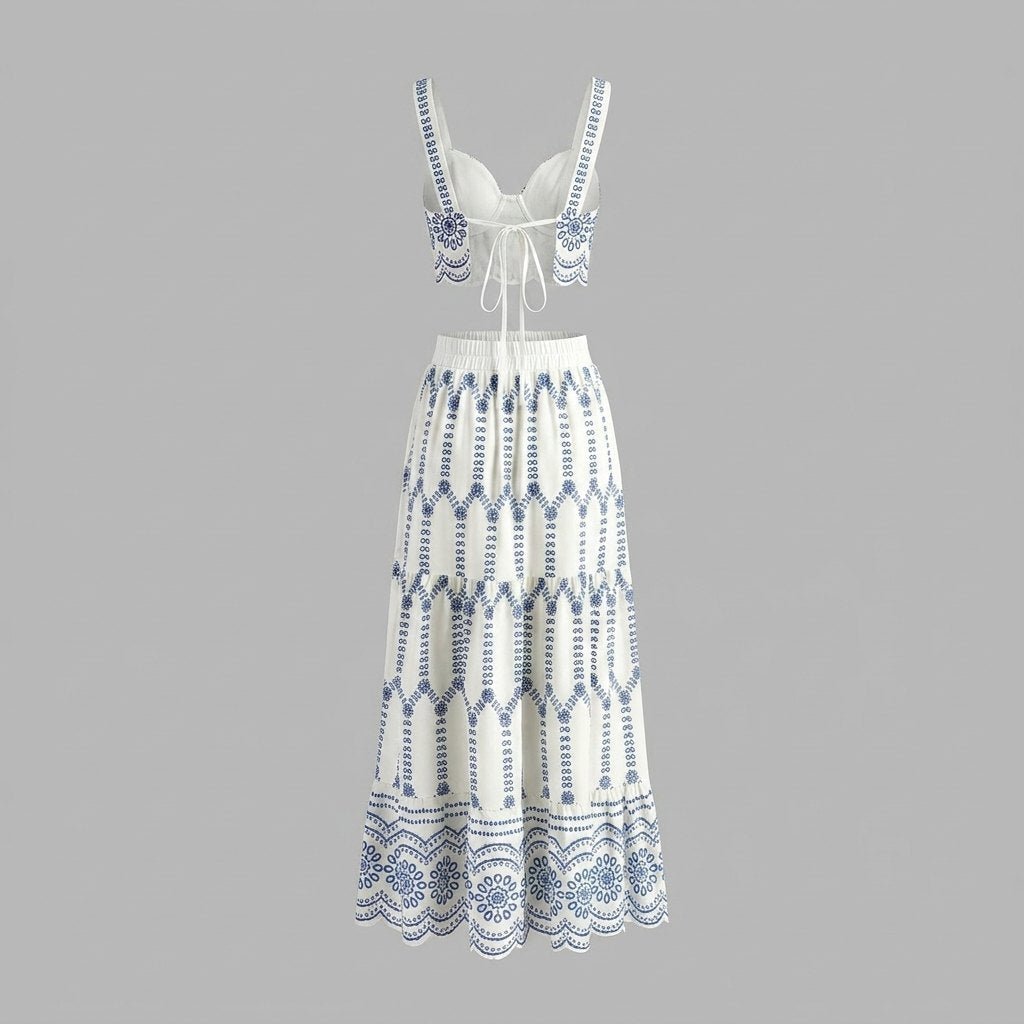 Pinta | Two Piece Skirt Set Printed Polyester, Tie Back Design