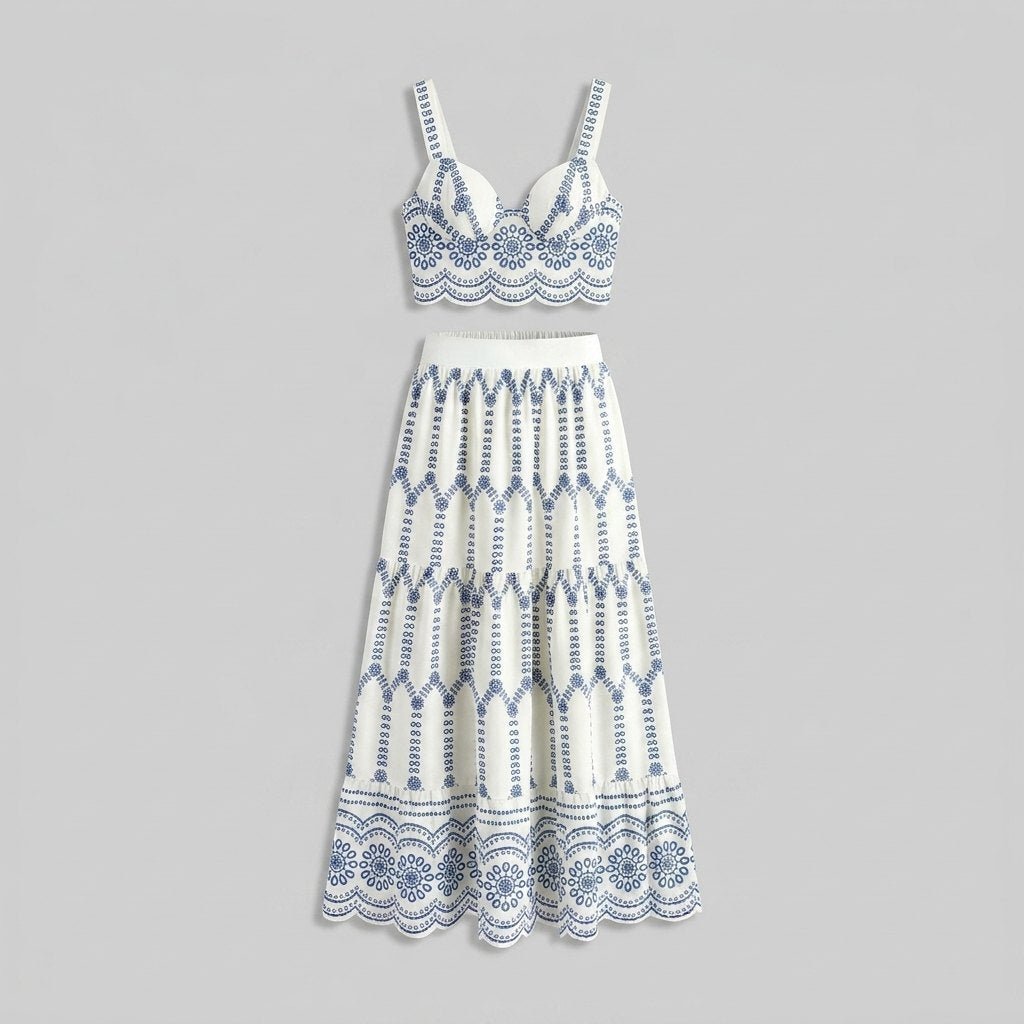 Pinta | Two Piece Skirt Set Printed Polyester, Tie Back Design