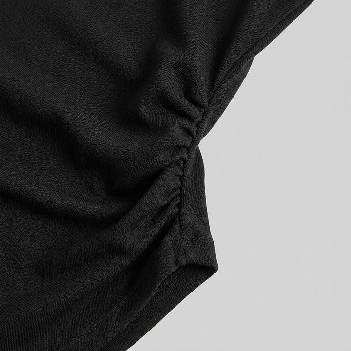 Ravishing Black Long Sleeve Shirt | High Stretch Jersey, Ruching Detail