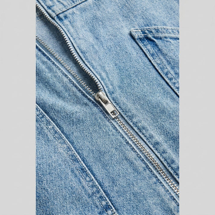 Rela | Denim Dress Vintage Light Blue, Mini Length, Double-Pocket Design