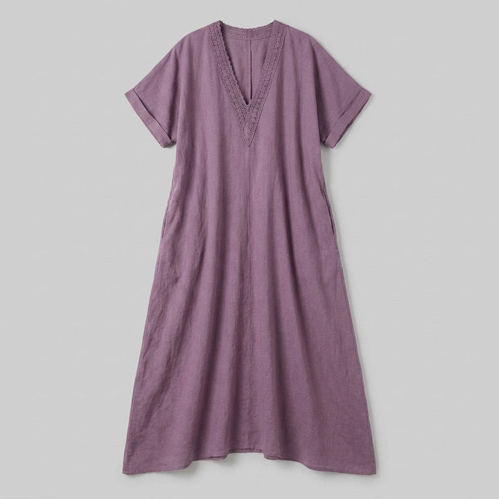 Riva Maxi Dress | Lace V-Neck, Cotton-Linen Blend