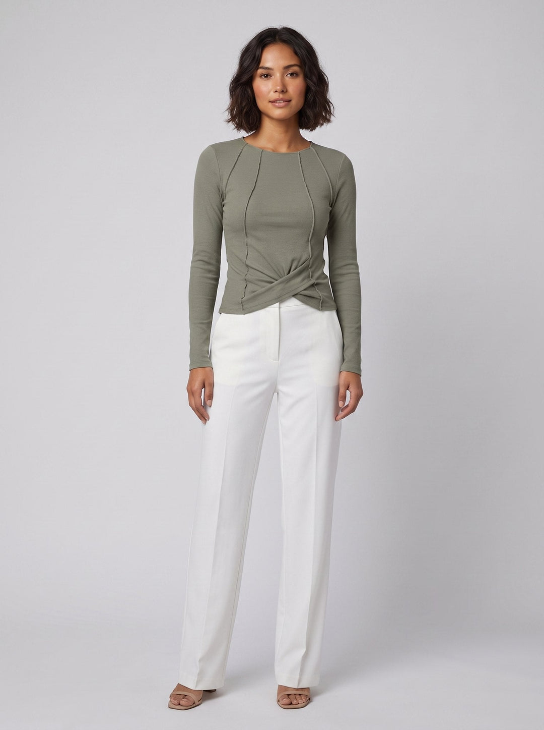 Rosa long sleeve top olive green