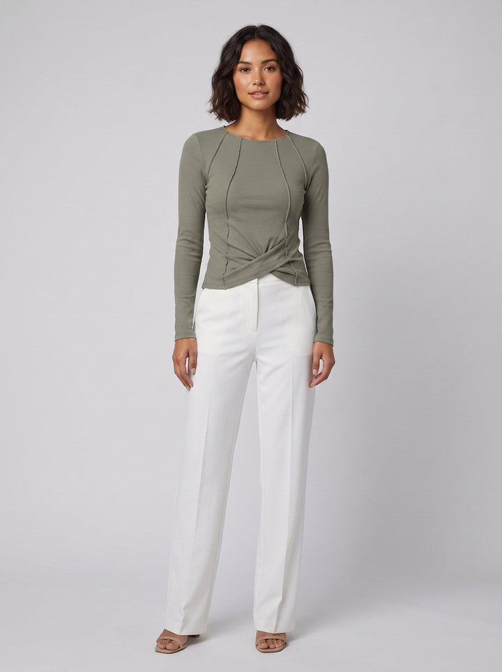 Rosa long sleeve top olive green