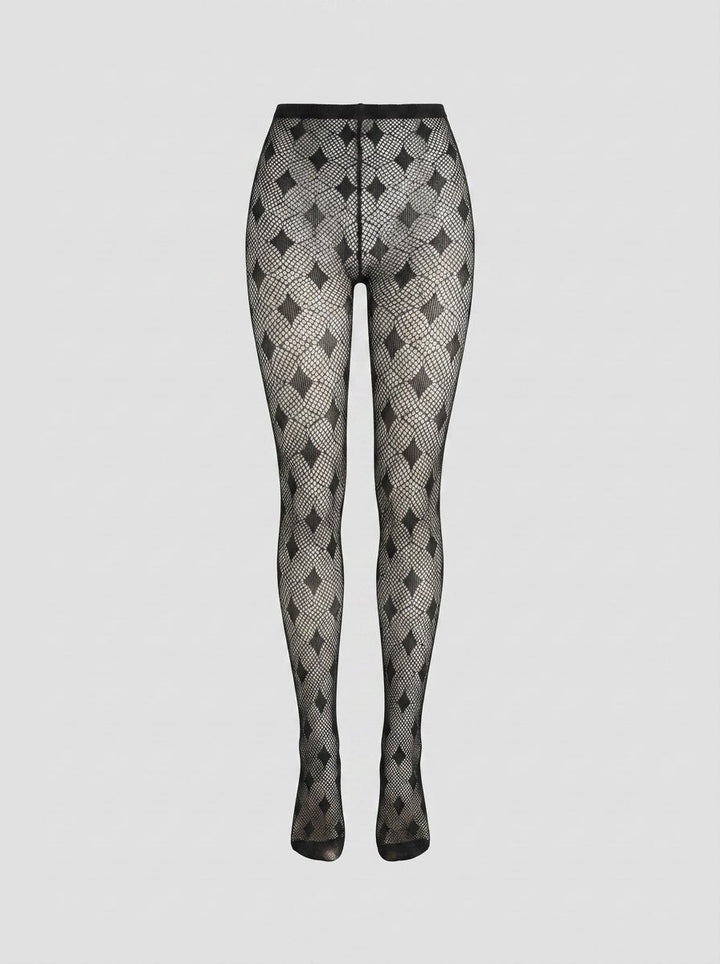 Rosie star fishnet tights black front