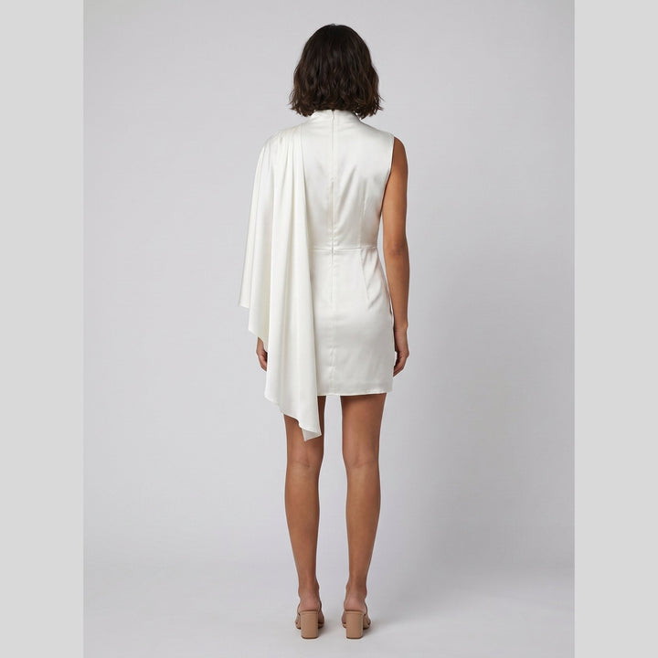 Sari | Asymmetrical Mini Dress Satin, Ruched Design, Zipper Closure
