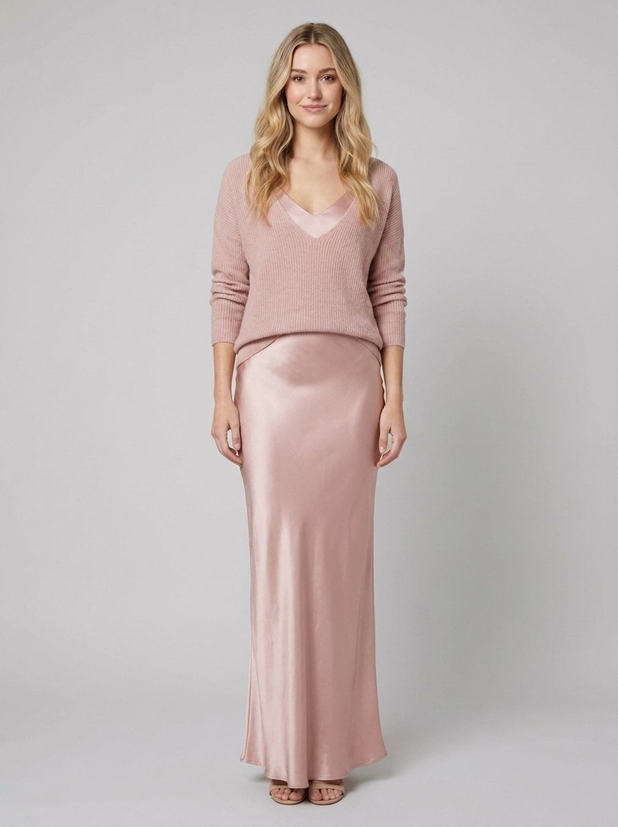 Satin Elegance set pink on blonde model