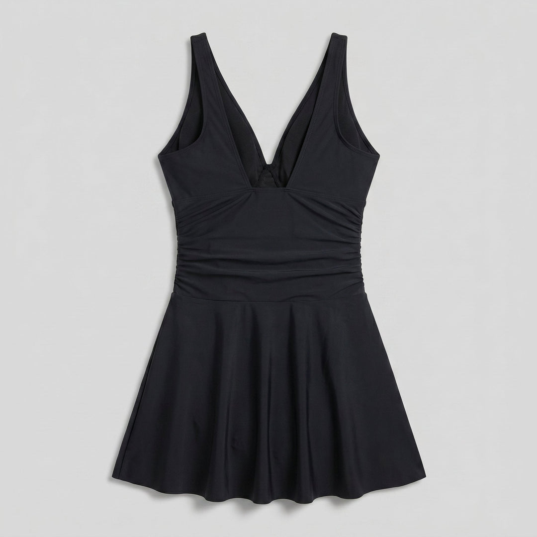 Sculptura One Piece Swimsuit | Ruched Deep V, Skirted Design, High-Stretch Fabric