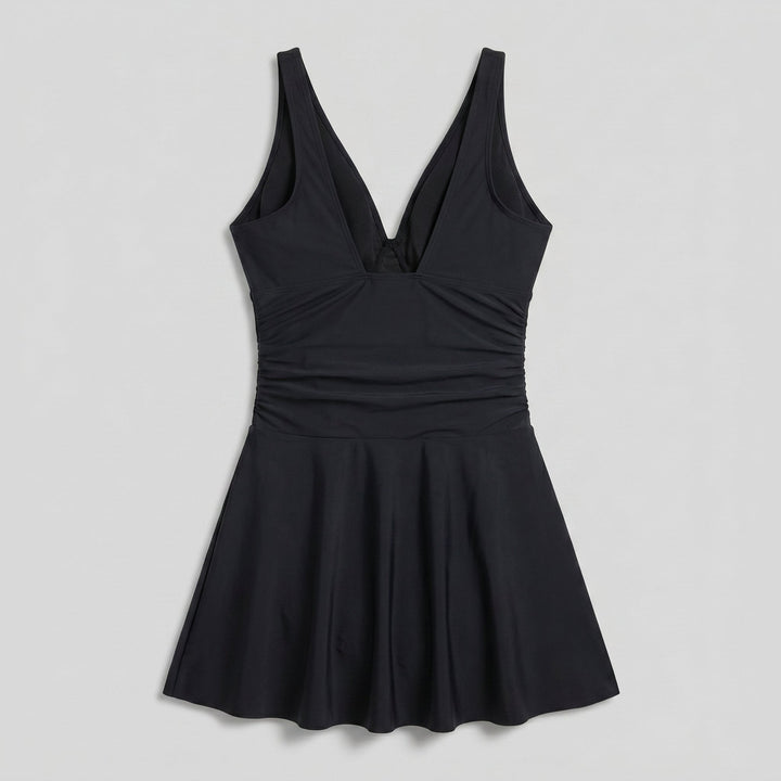 Sculptura One Piece Swimsuit | Ruched Deep V, Skirted Design, High-Stretch Fabric