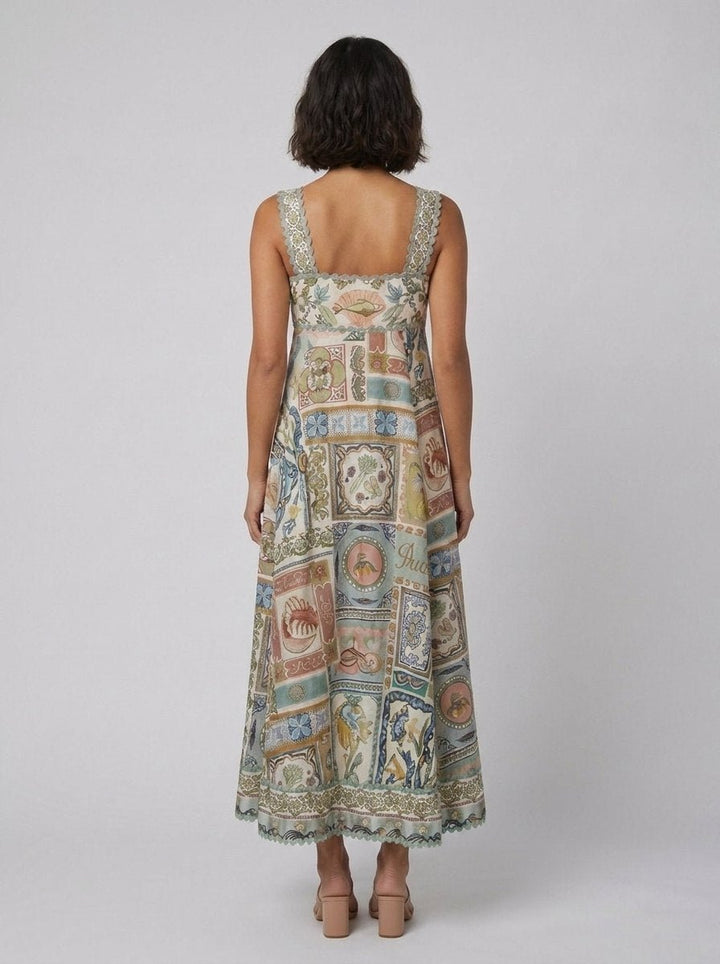 Sela | Womens Dress | Linen Blend, Unique Print Summer Maxi