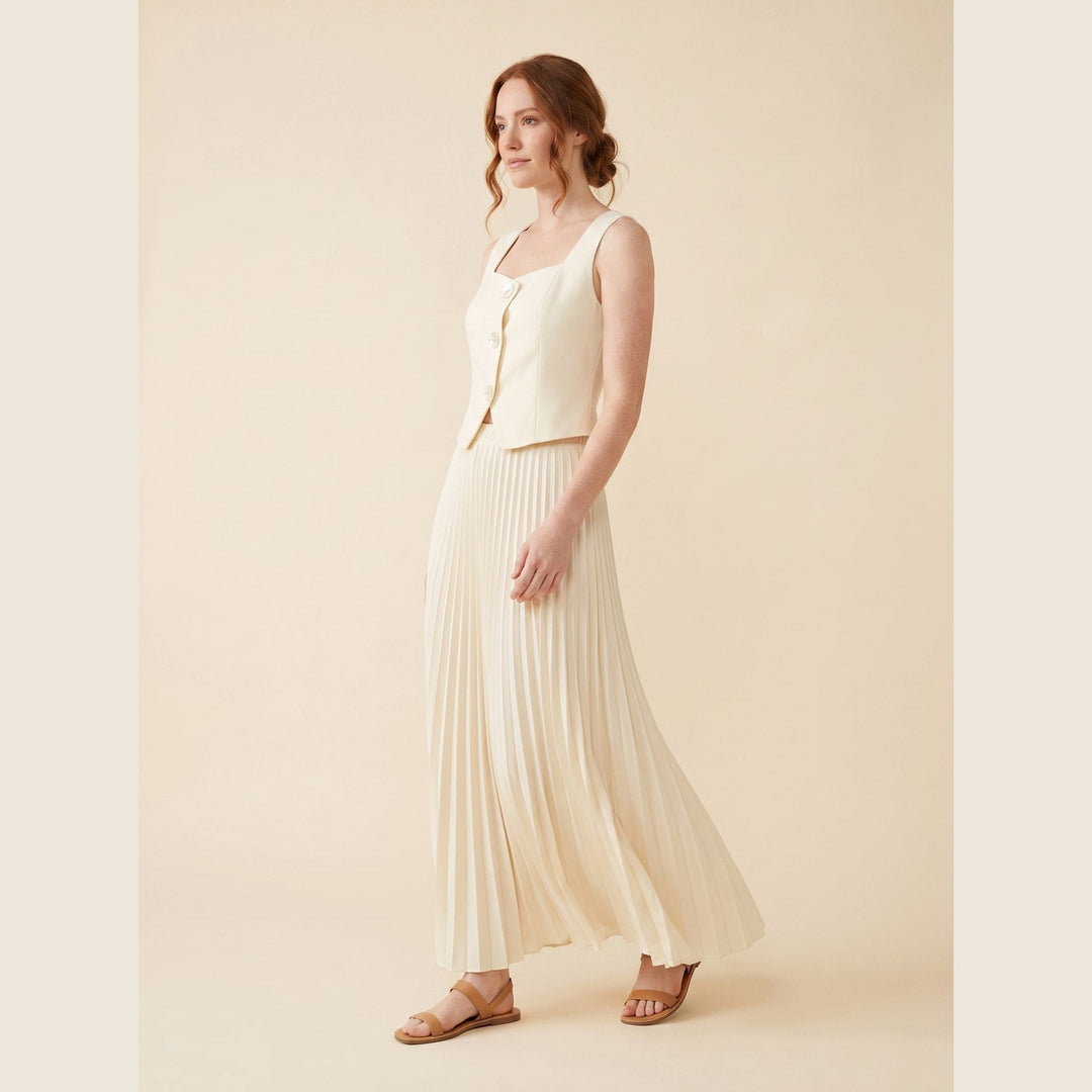 Sera | Matching Set Sleeveless Cropped Top & Pleated Maxi Skirt for Women