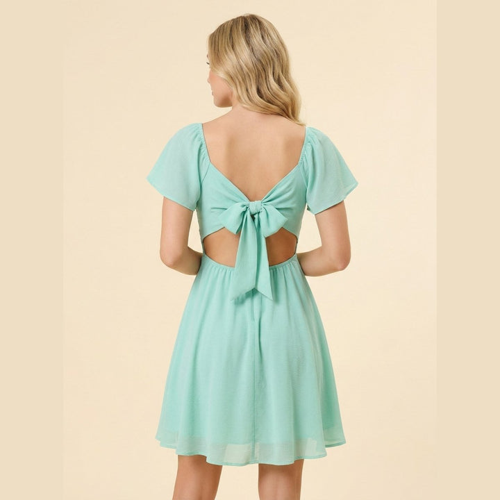 Sienna |V Women's Dress Lightweight Chiffon, Flutter Sleeve