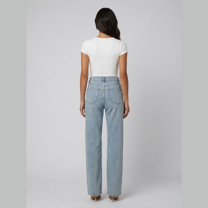 Sierra | Women's Jeans High Waist, Straight Leg, Glittering Fabric