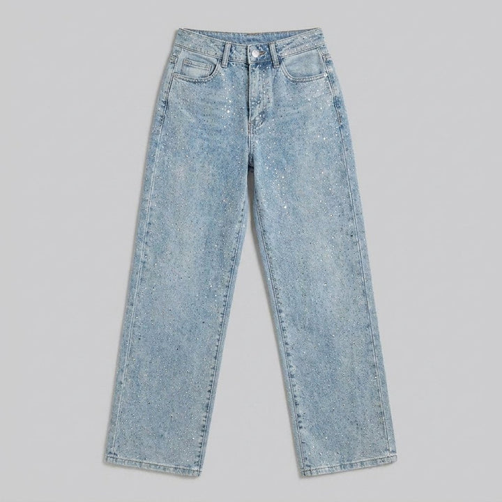 Sierra | Women's Jeans High Waist, Straight Leg, Glittering Fabric