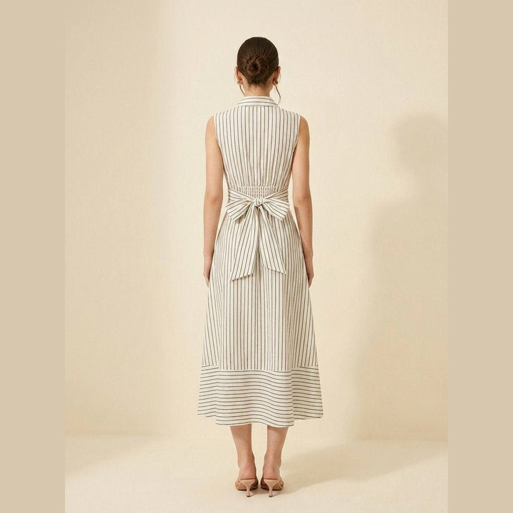 Sierra | Midi Dress Striped Cotton, Tie Waist