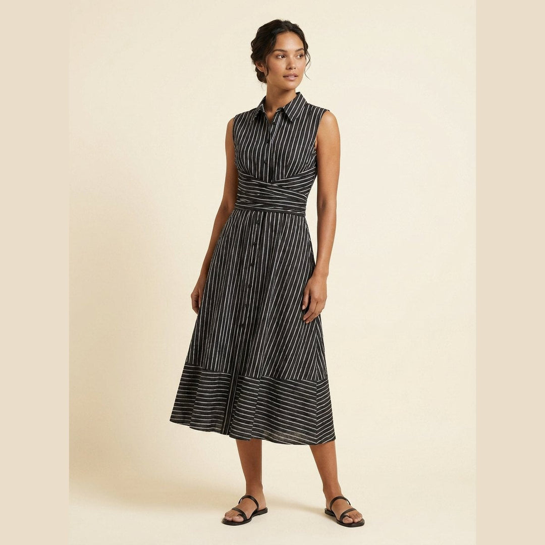 Sierra striped midi dress black