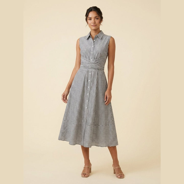 Sierra striped midi dress black and white