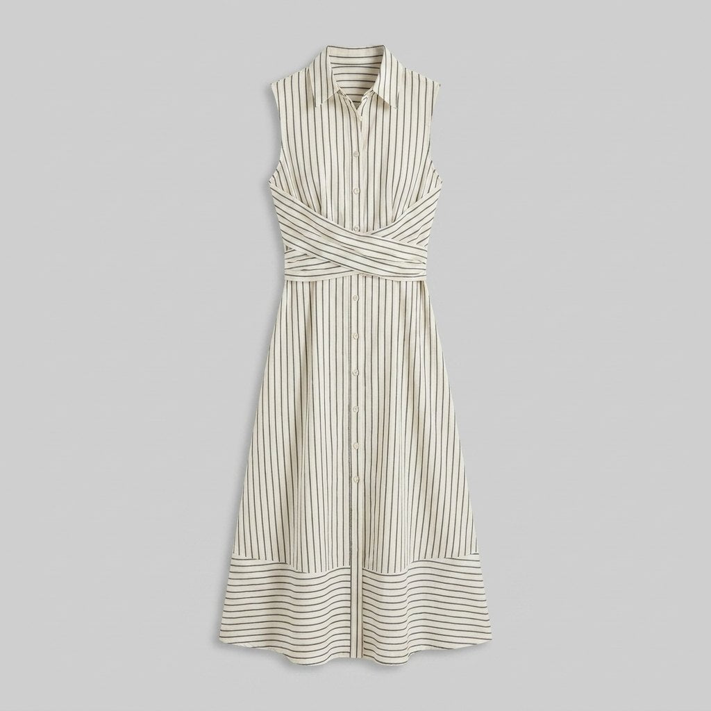 Sierra | Midi Dress Striped Cotton, Tie Waist