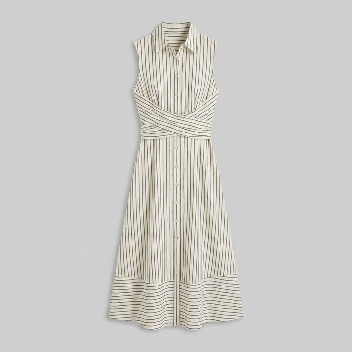 Sierra | Midi Dress Striped Cotton, Tie Waist