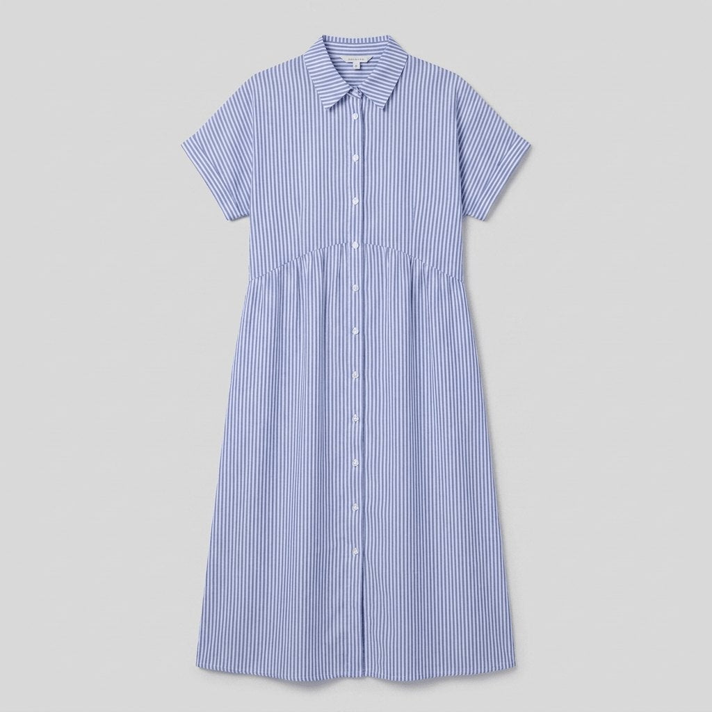 Sierra | Shirt Dress Soft Cotton Blend, Striped Button-Down Design