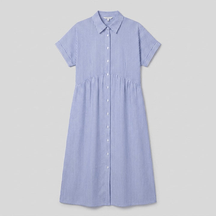Sierra | Shirt Dress Soft Cotton Blend, Striped Button-Down Design