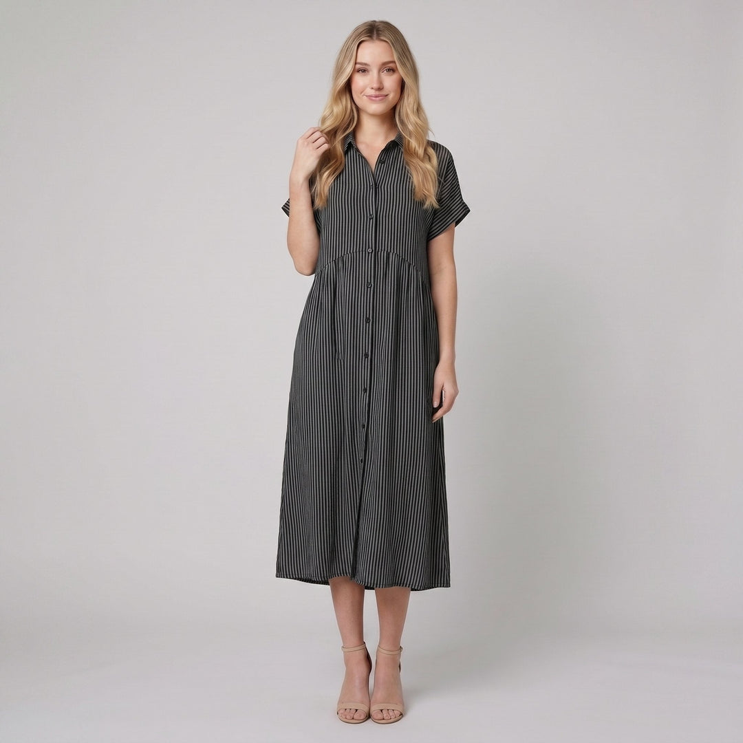 Sierra striped shirt dress black