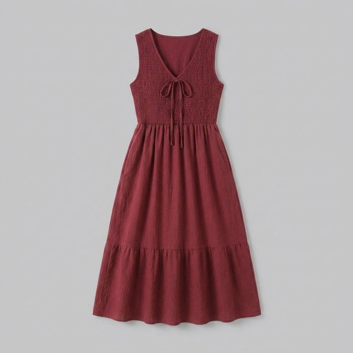 Sleek Aline Dress | Sleeveless, Midi Length, Flowy Polyester Summer Dress for Women