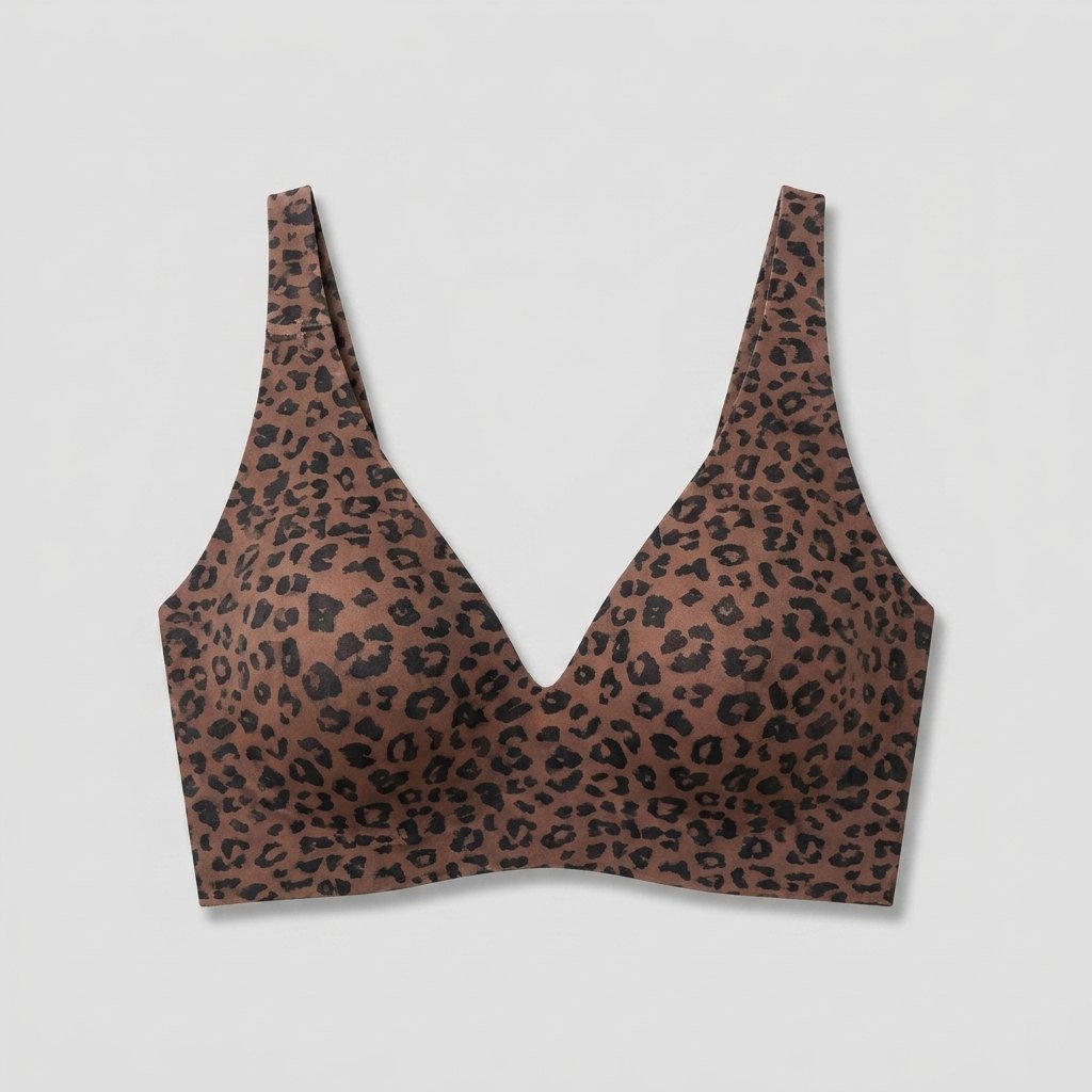 Sleek Deep V Bra Leopard print seamless wireless