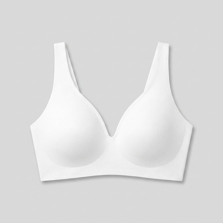 Sleek Deep V Bra White seamless wireless
