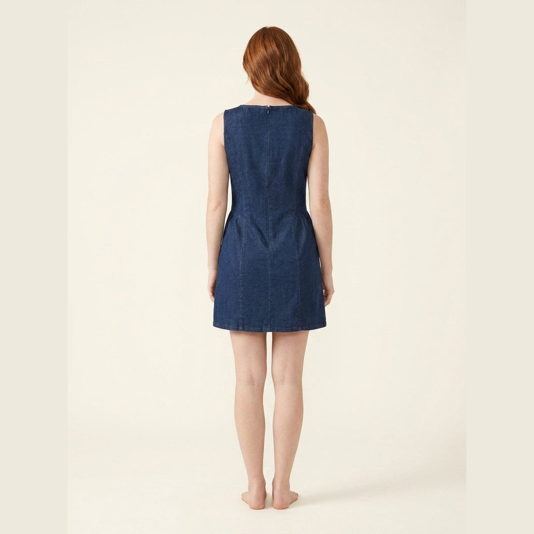 Sleek Denim Dress | Sleeveless A-Line Mini, Cotton Blend